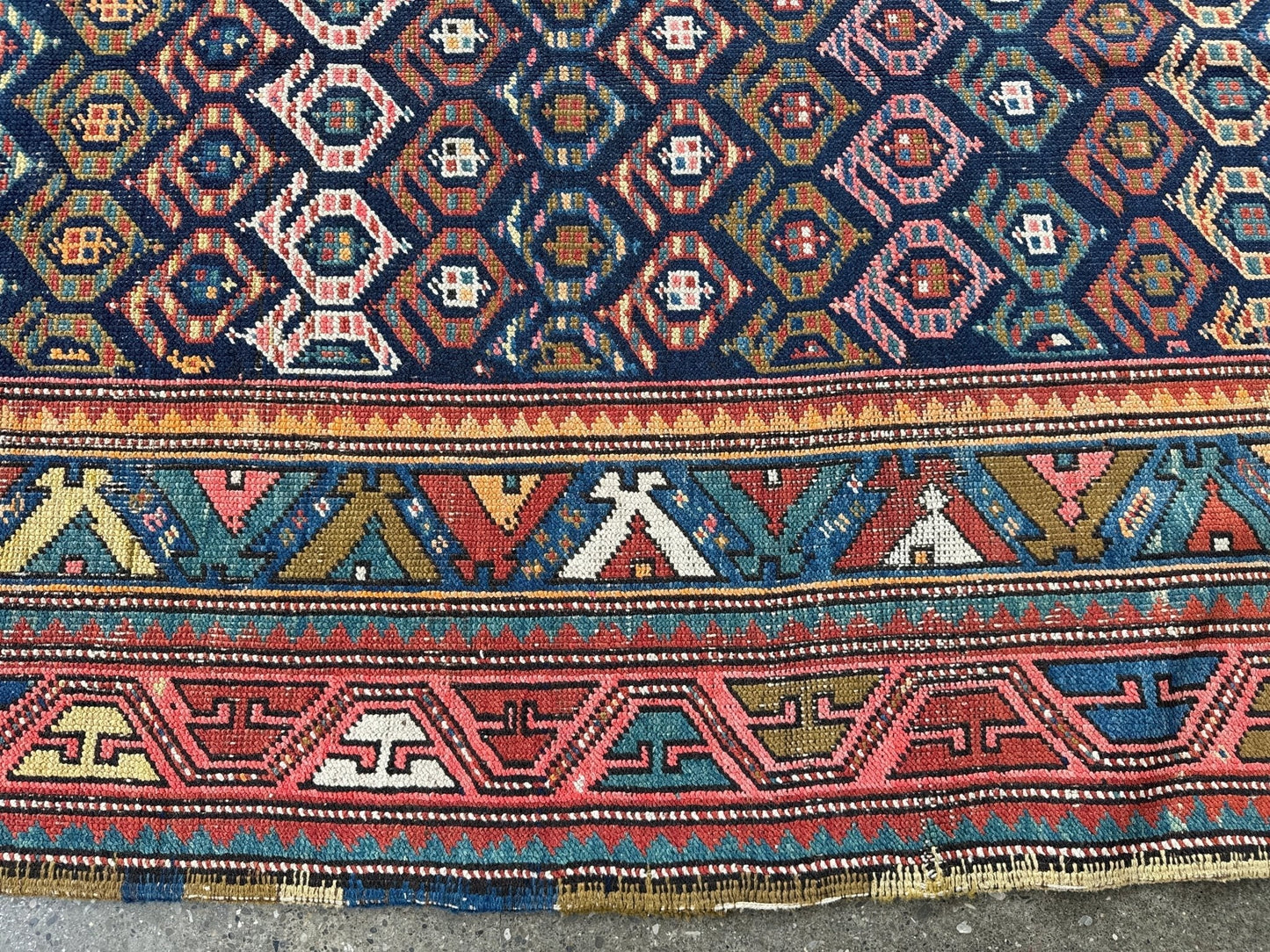 Antique Caucasian Kazak Runner Rug | 4' 4" x 13' 9"