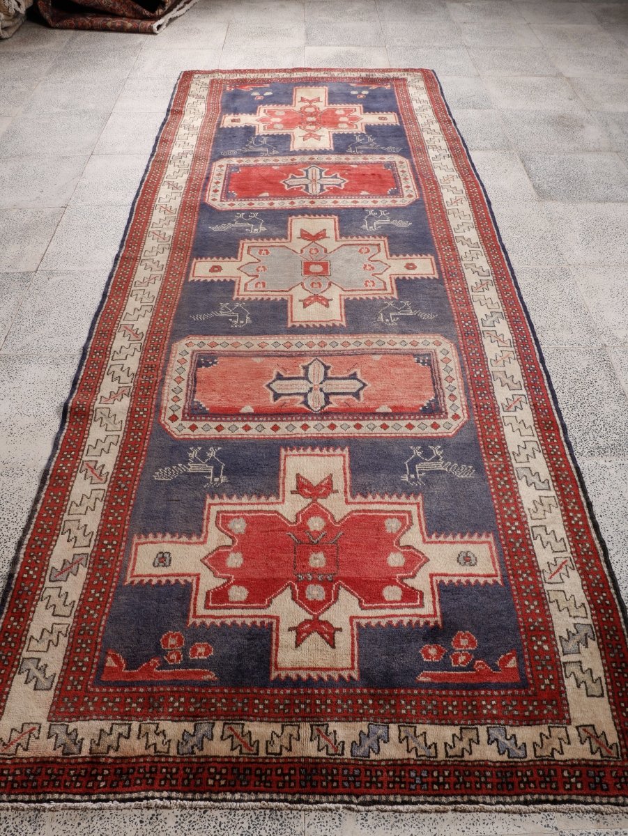 Persian Meshkin Runner Rug | 3' 11” x 10' 7"