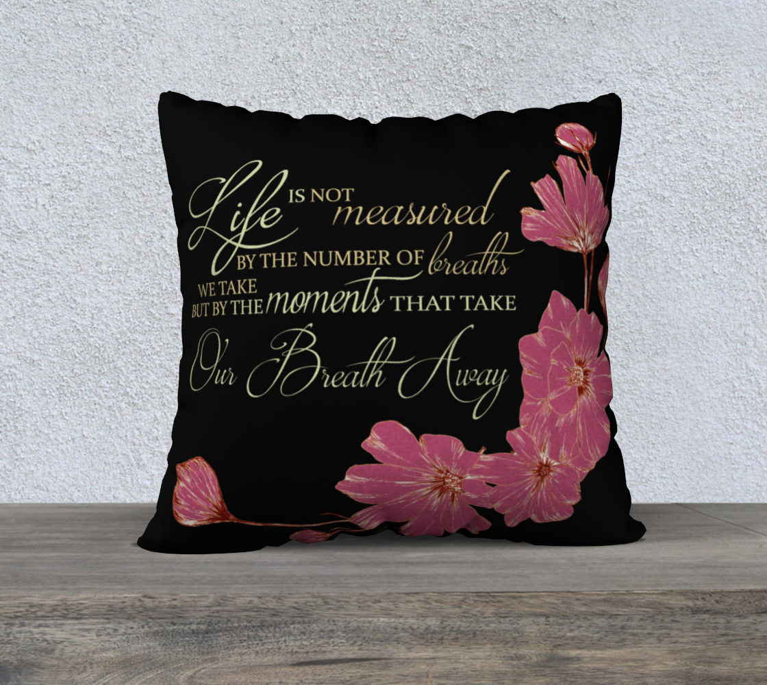 Hummingbird Lane Pillow Cover "Life is not measured..." Black