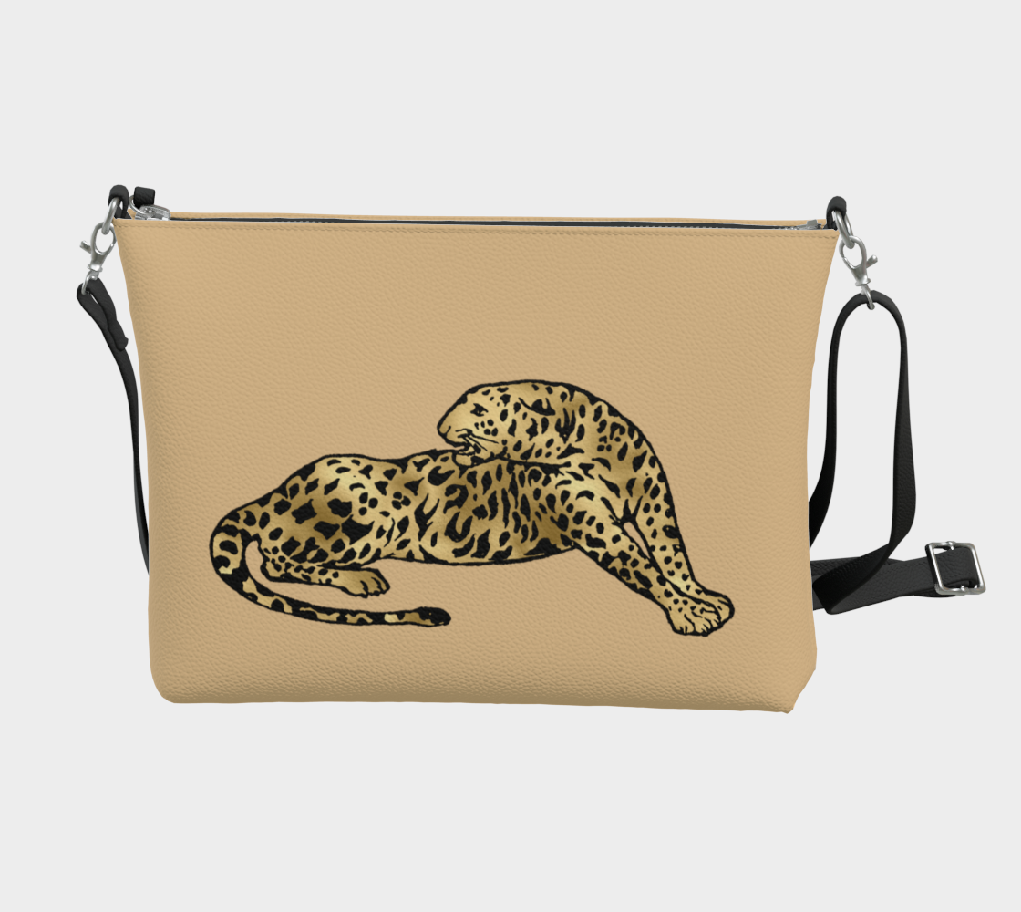 SUZANNA Leopard on Golden Vanilla Vegan Leather Crossbody Purse