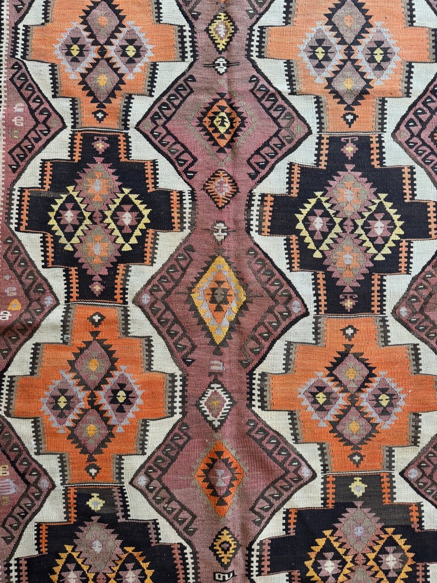 Turkish Kars Kilim Runner Rug | 4' 2" x 11' 6"