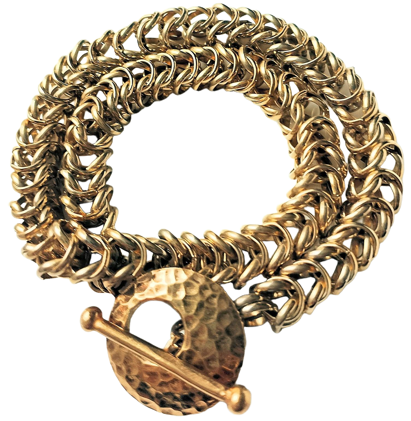 Gold-Plated Brass Inca Puno Convertible Chain Maille Choker Necklace/Wrap Bracelet O0AK