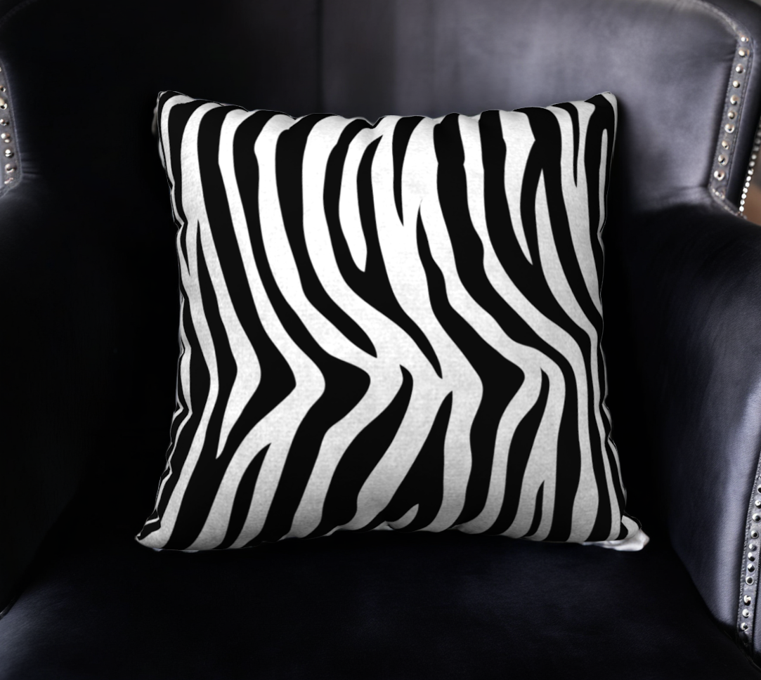Black & White Zebra Print Velveteen Pillow Cover - 18" x 18"