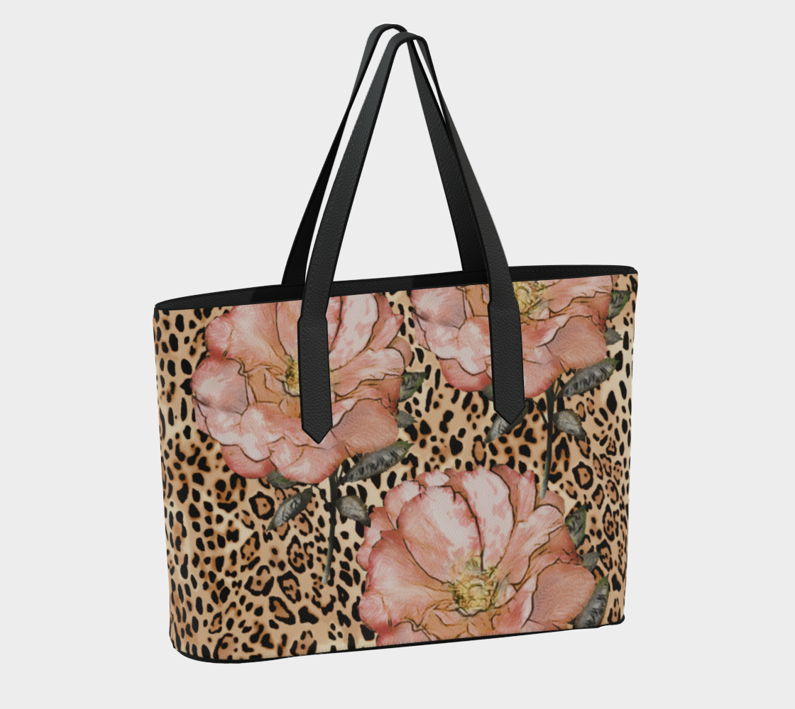 vegan leather tot-leopard pink roses