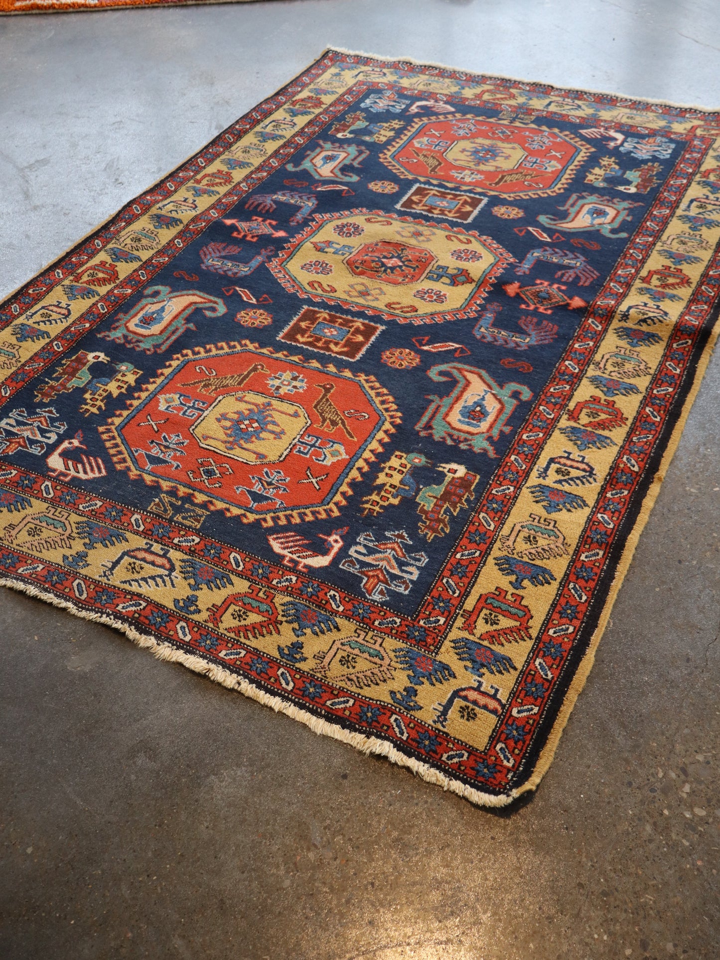 Vintage Persian Meshkin Rug | 4' 7"x 6' 9"