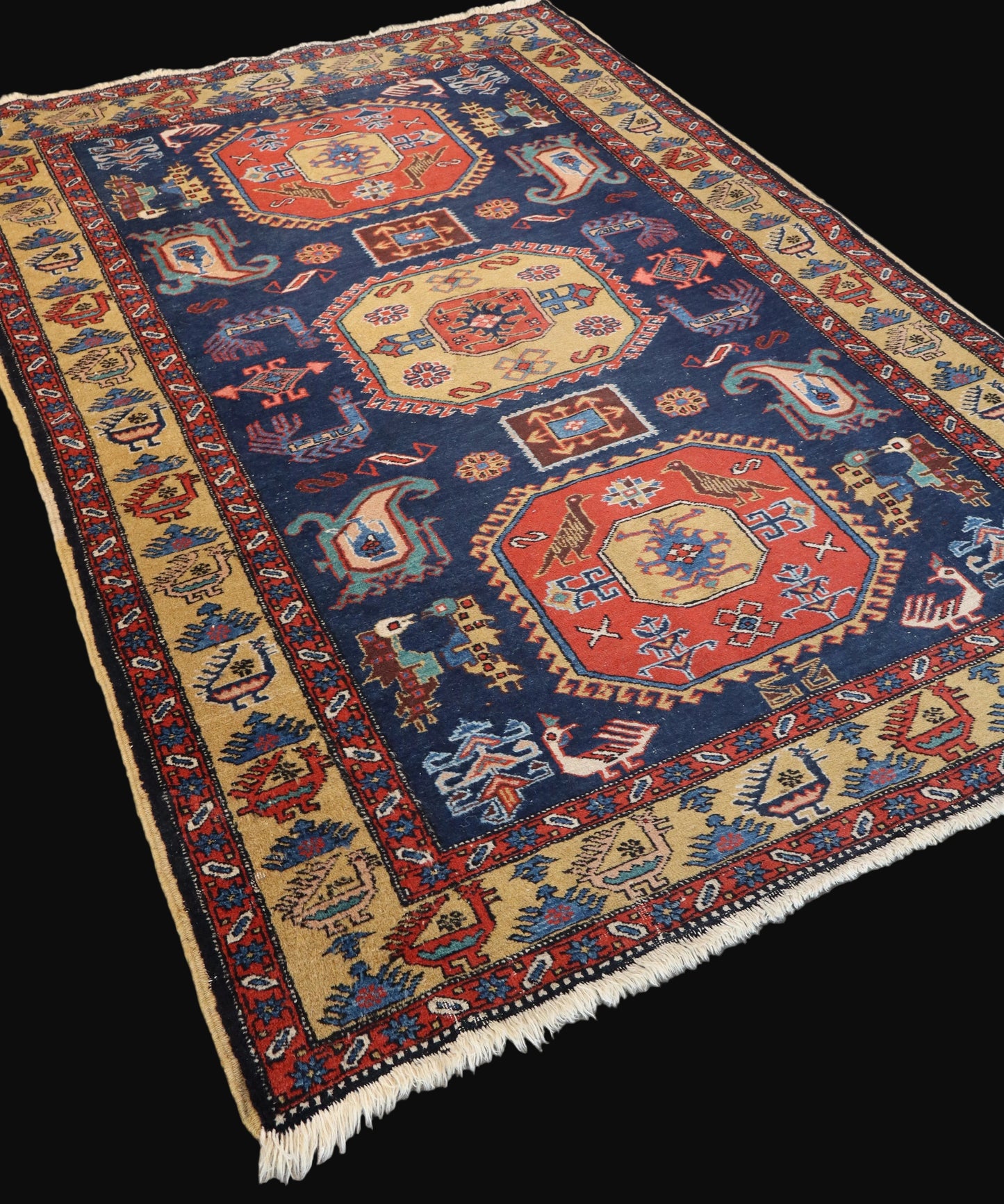 Vintage Persian Meshkin Rug | 4' 7"x 6' 9"