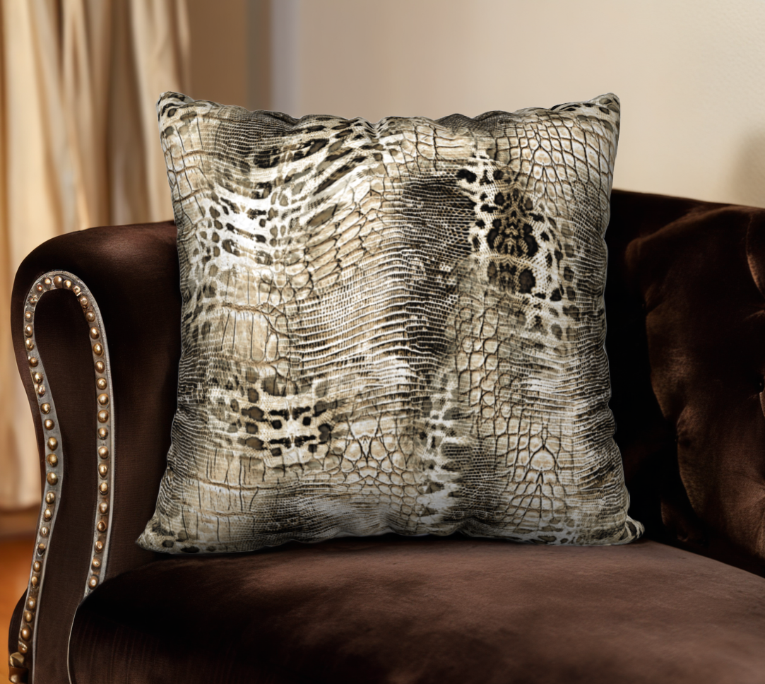 Snakeskin Print Velveteen Pillow Cover -18" x 18"
