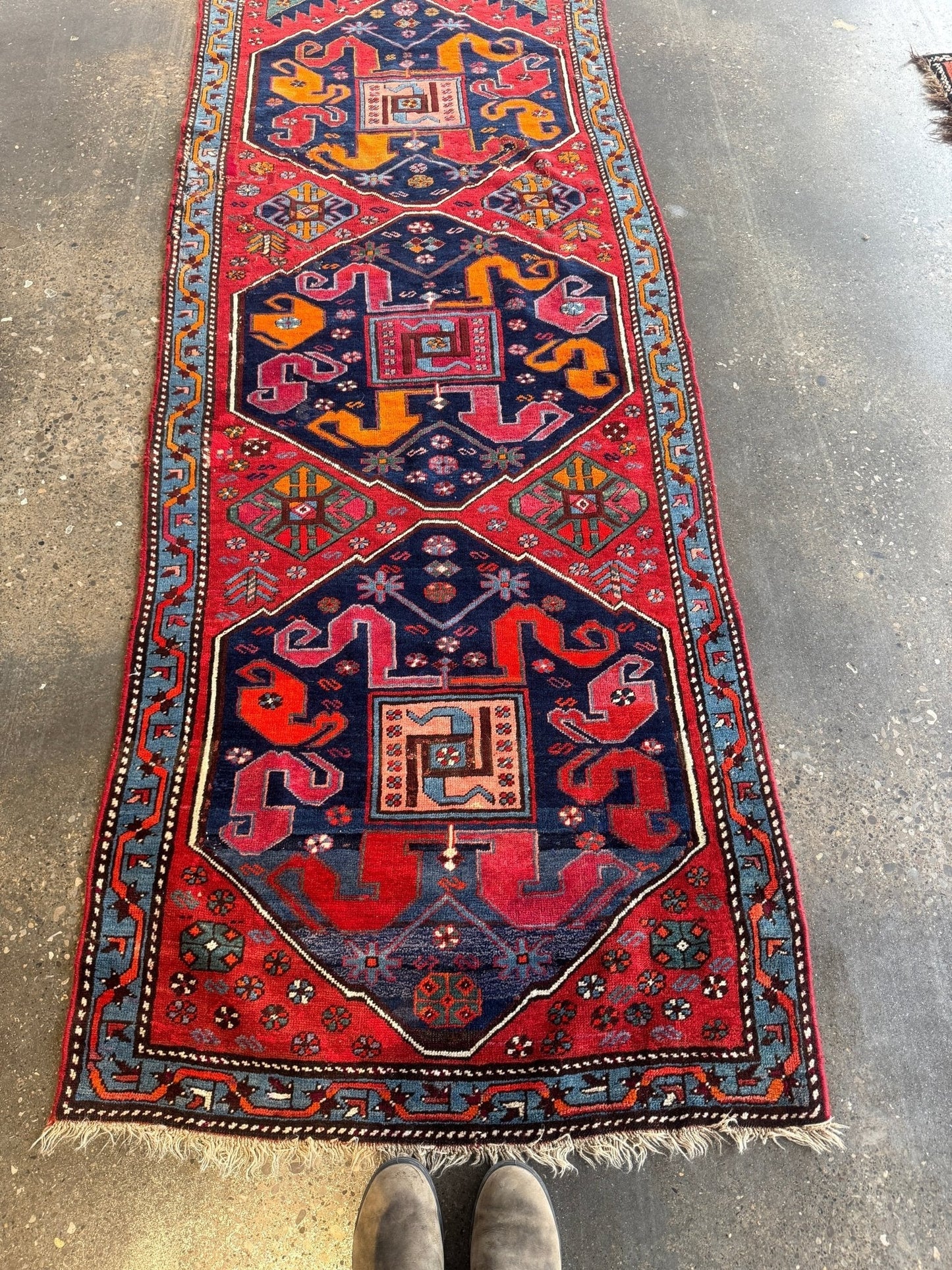 Antique Cloud band Karabagh Runner | 3' 4" x 9'
