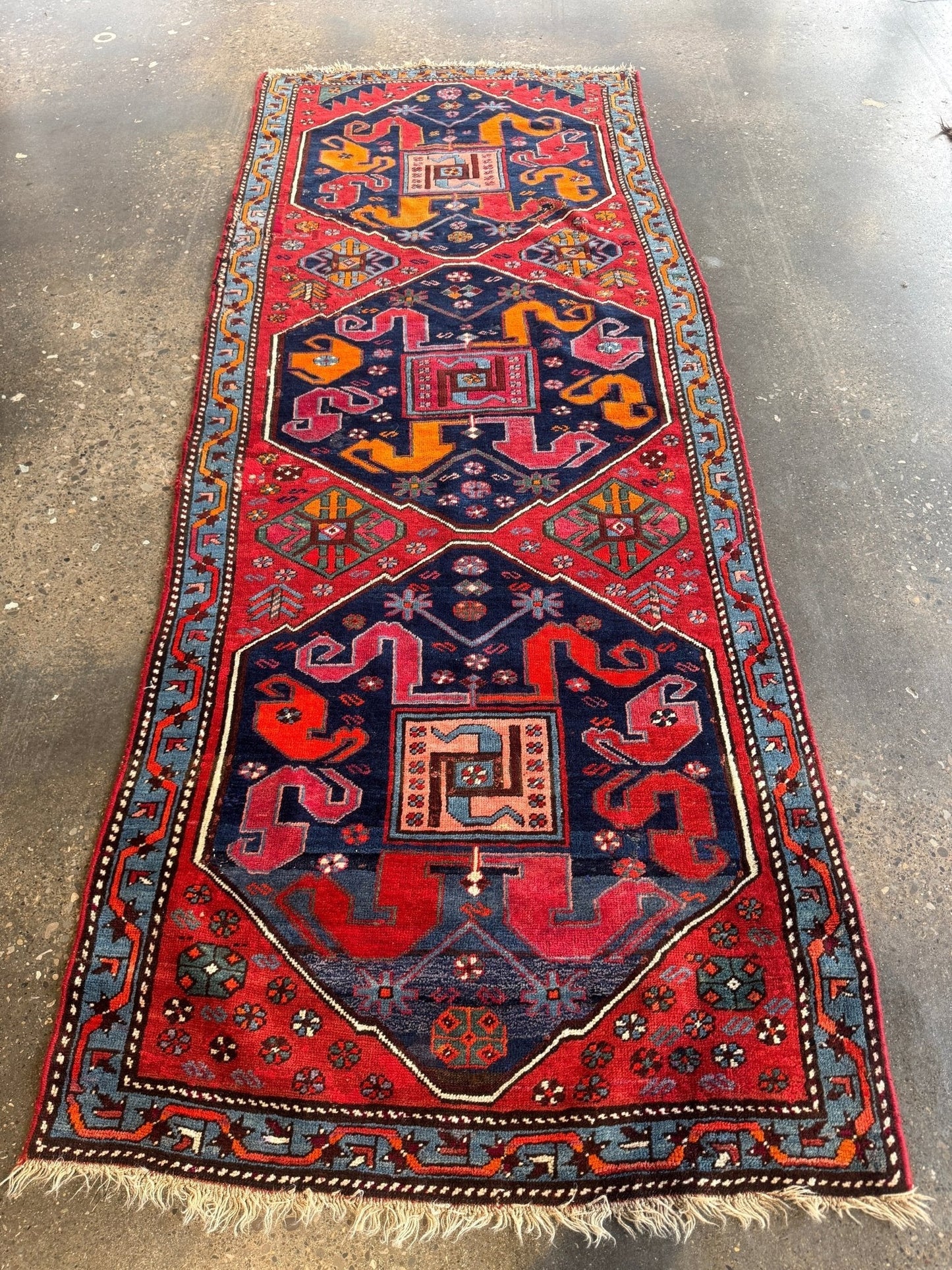 Antique Cloud band Karabagh Runner | 3' 4" x 9'