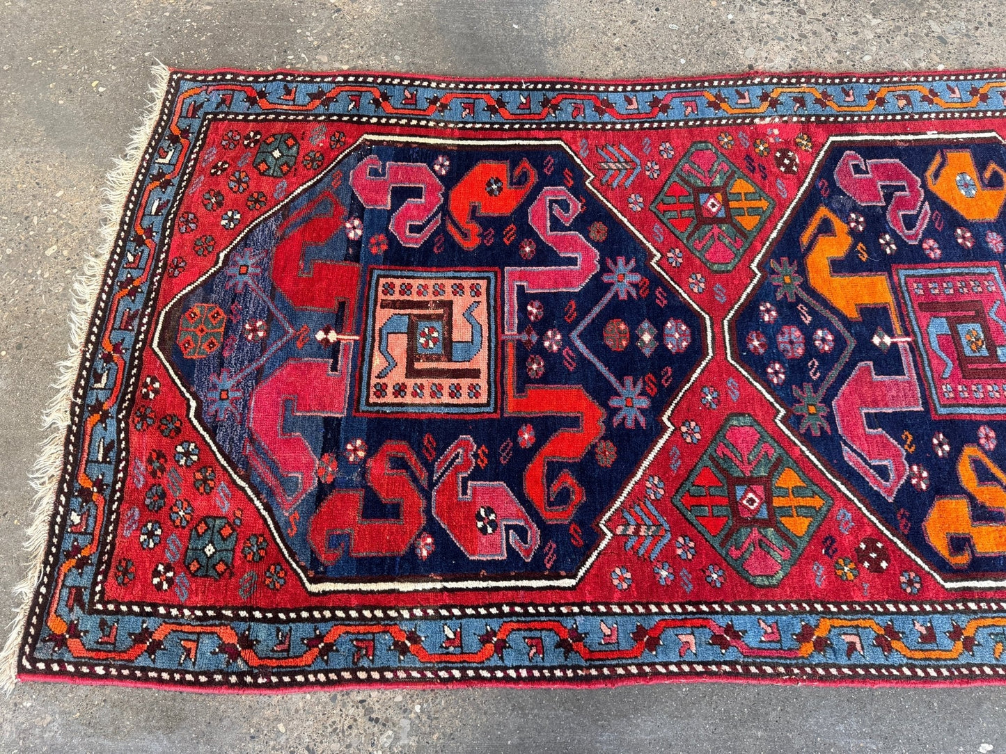 Antique Cloud band Karabagh Runner | 3' 4" x 9'