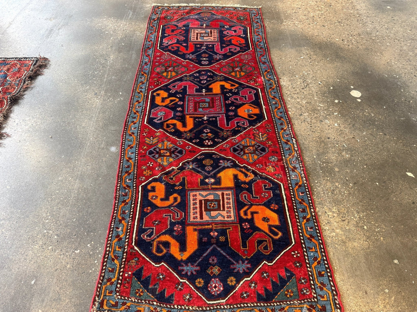 Antique Cloud band Karabagh Runner | 3' 4" x 9'
