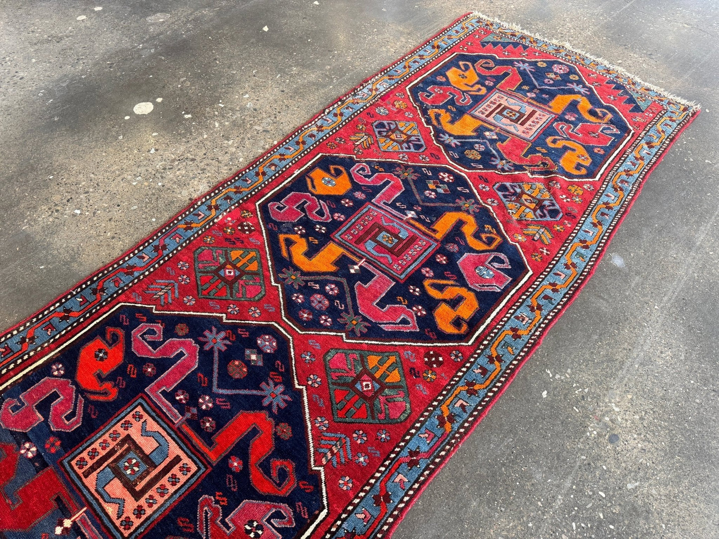 Antique Cloud band Karabagh Runner | 3' 4" x 9'