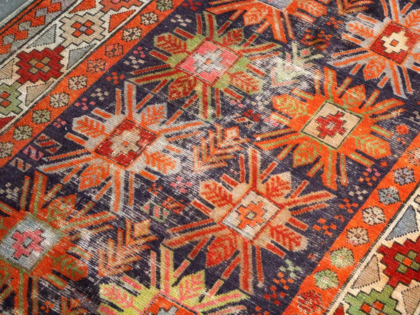 Antique Caucasian Kazak Runner Rug | 3' 11" x 8' 10"