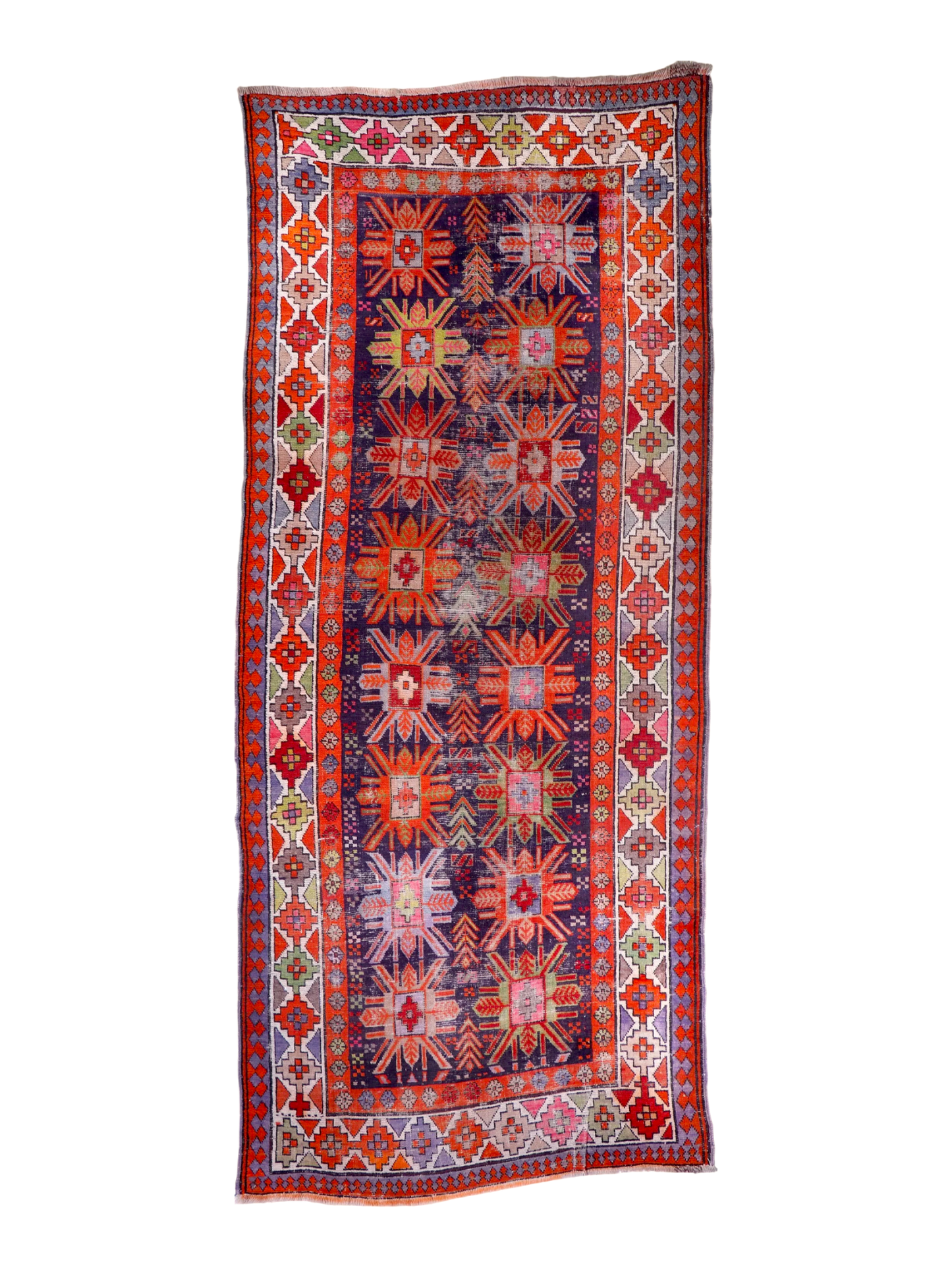 Antique Caucasian Kazak Runner Rug | 3' 11" x 8' 10"