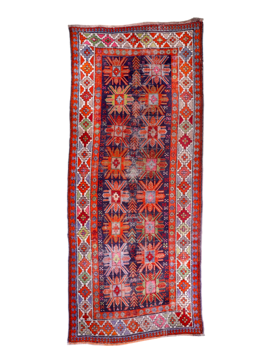 Antique Caucasian Kazak Runner Rug | 3' 11" x 8' 10"