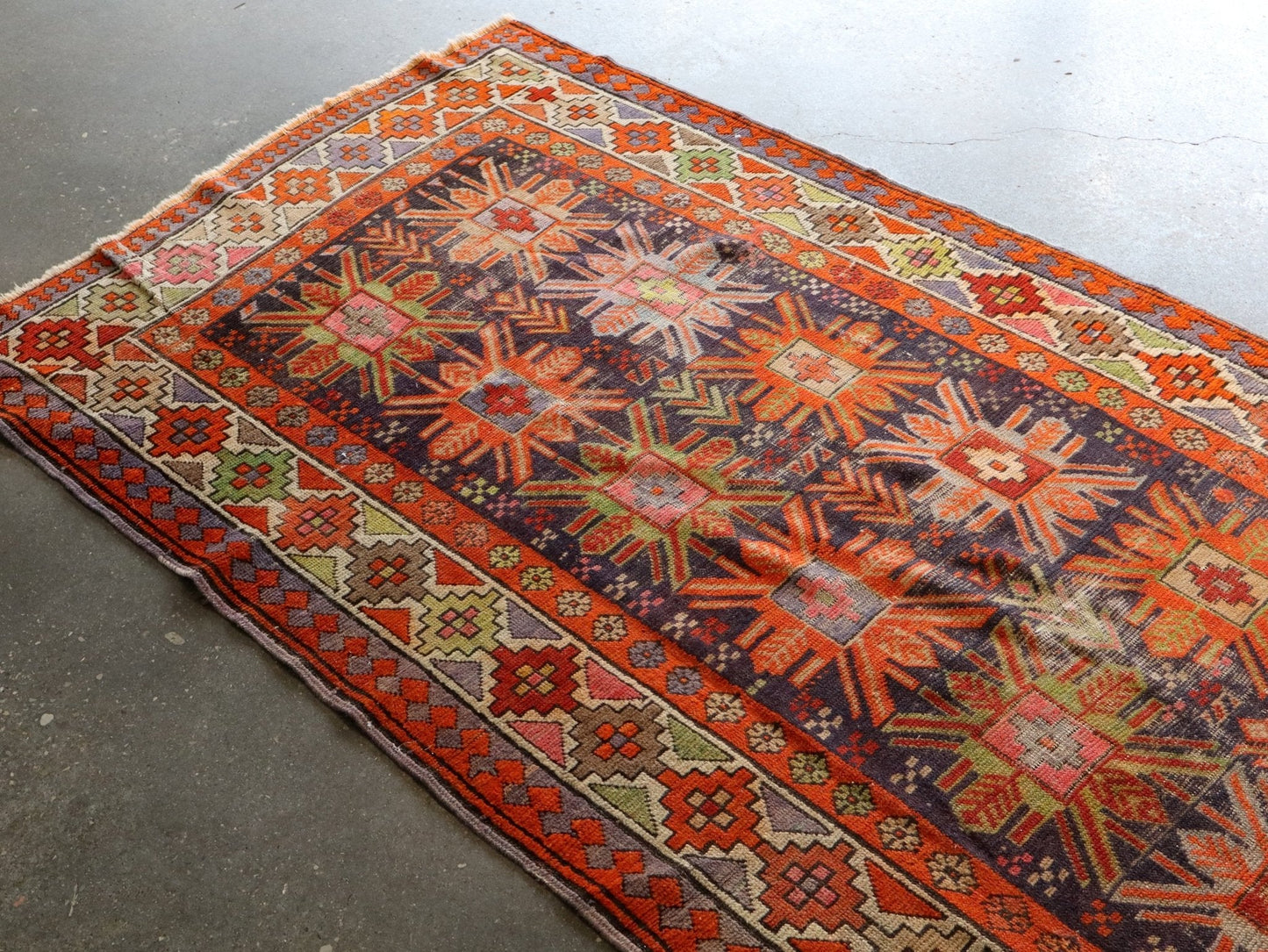 Antique Caucasian Kazak Runner Rug | 3' 11" x 8' 10"