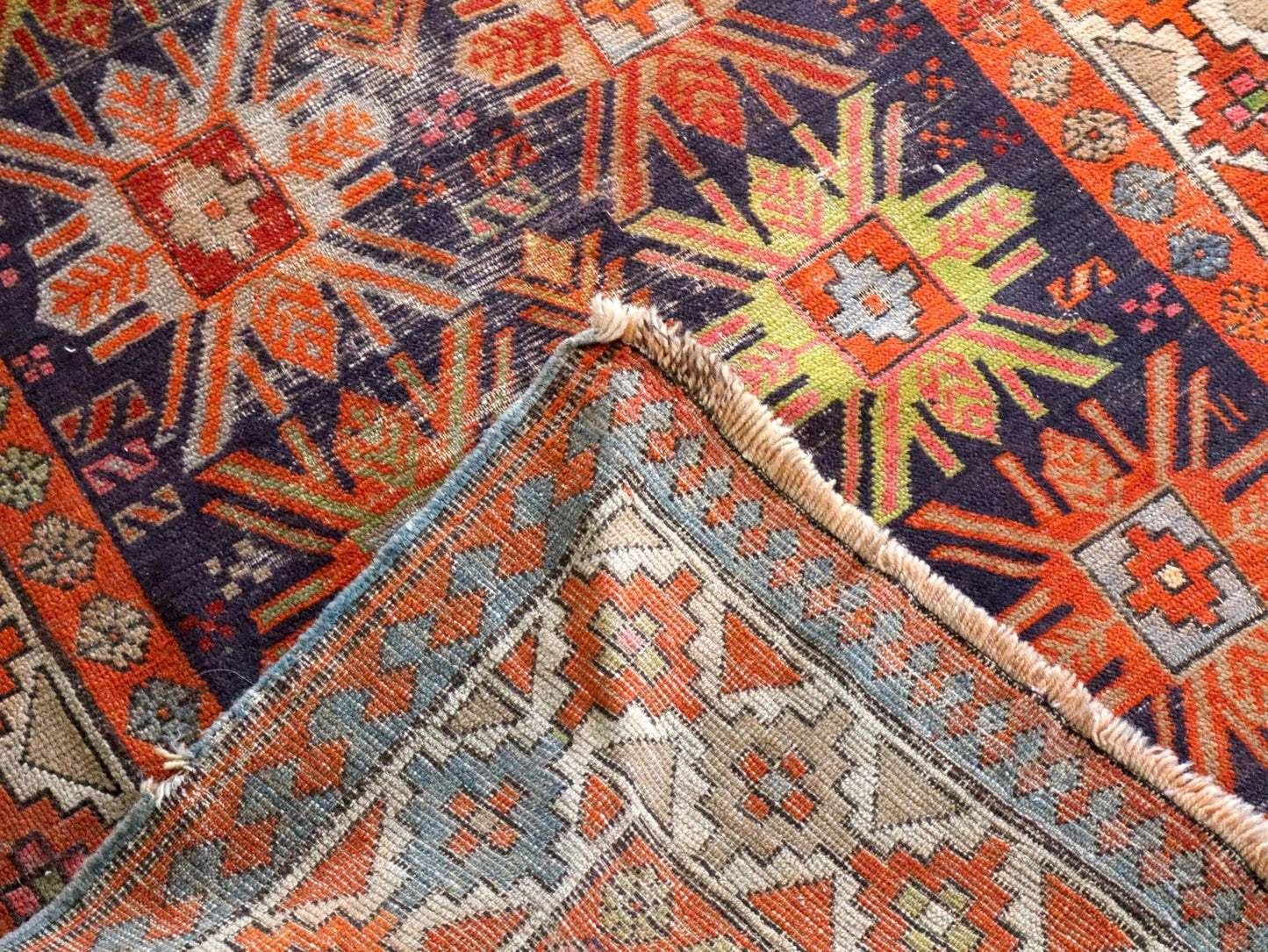 Antique Caucasian Kazak Runner Rug | 3' 11" x 8' 10"