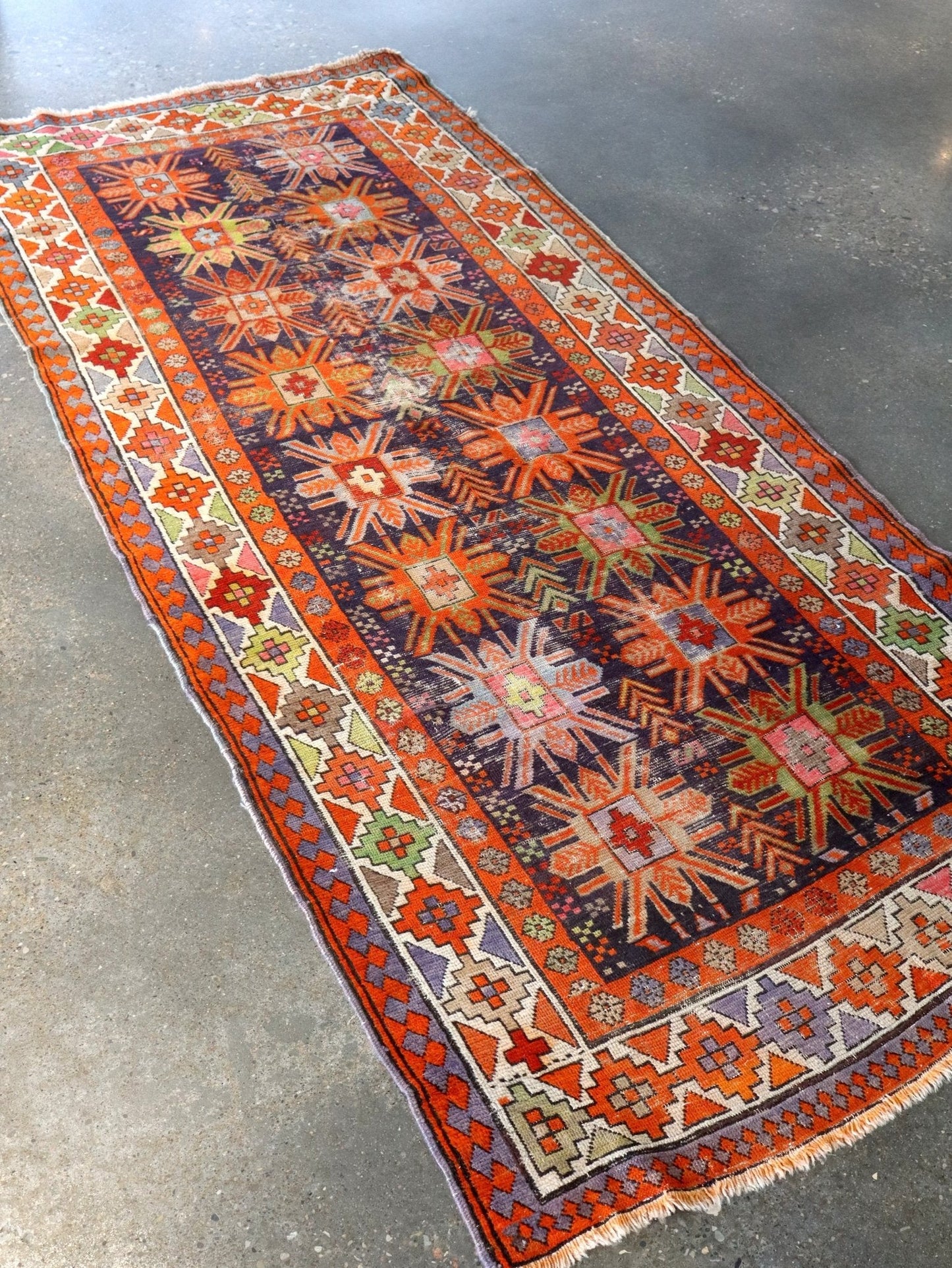 Antique Caucasian Kazak Runner Rug | 3' 11" x 8' 10"