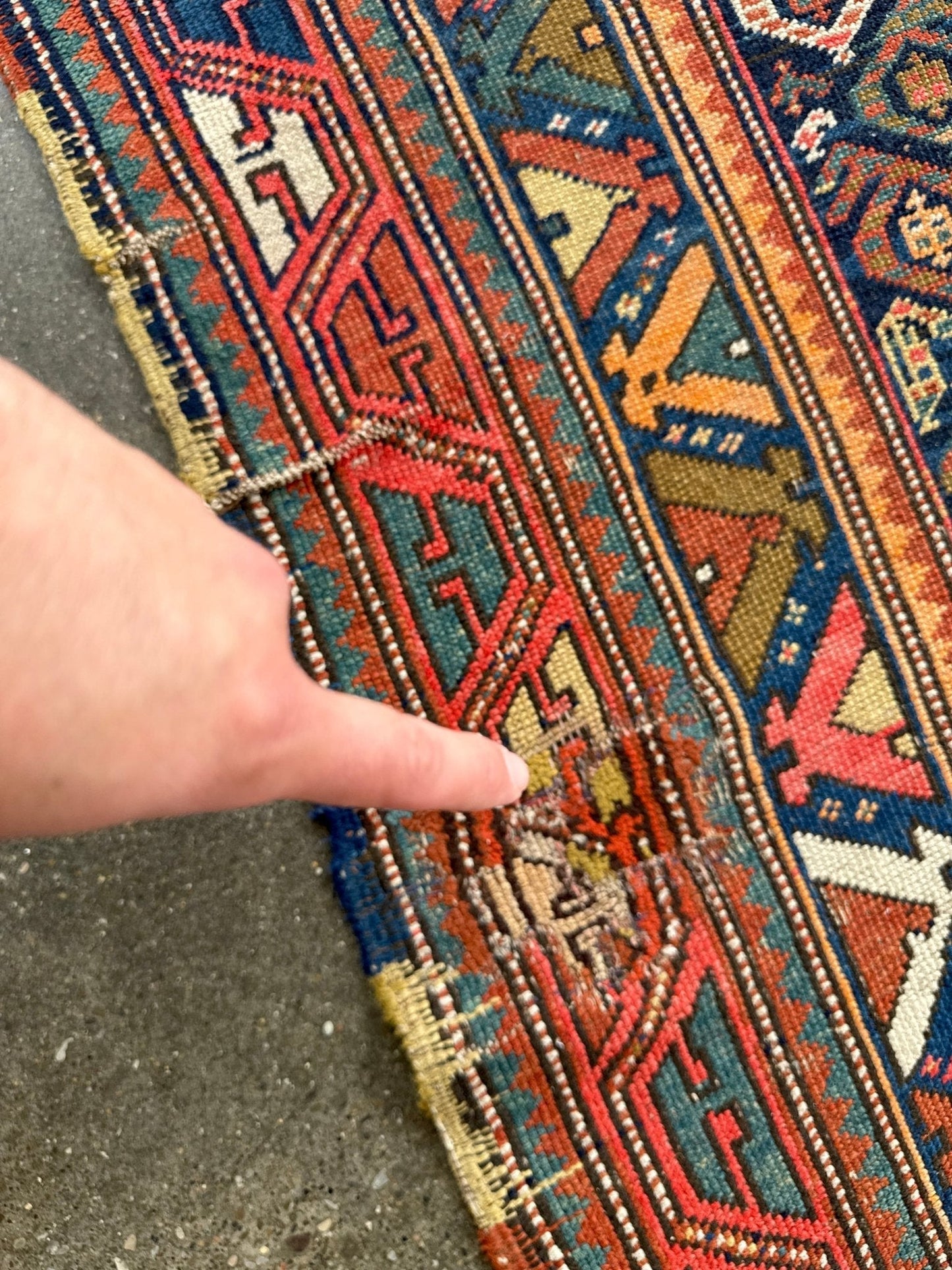 Antique Caucasian Kazak Runner Rug | 4' 4" x 13' 9"