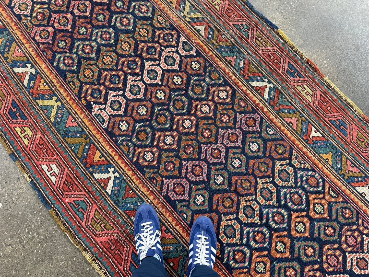 Antique Caucasian Kazak Runner Rug | 4' 4" x 13' 9"