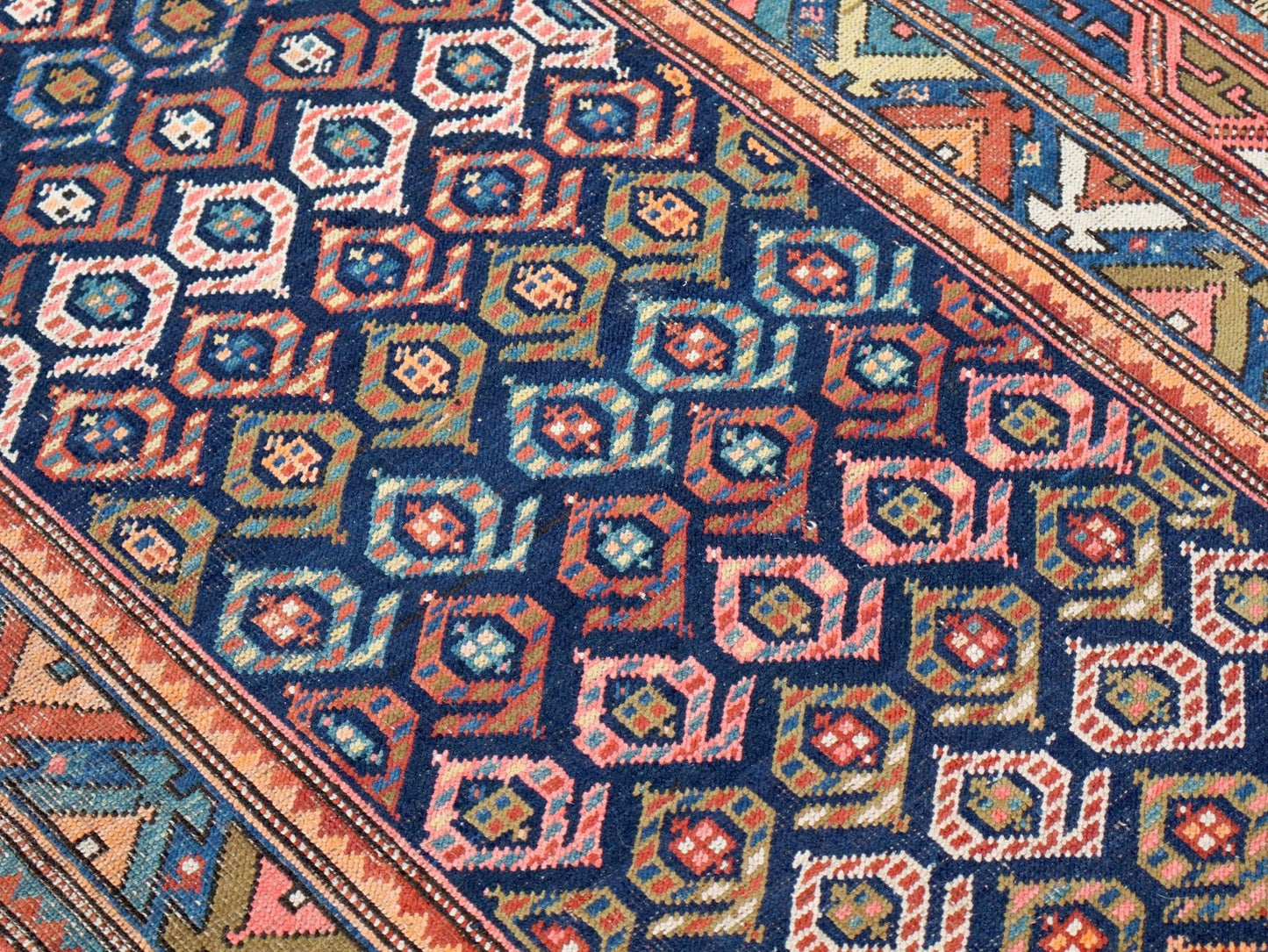 Antique Caucasian Kazak Runner Rug | 4' 4" x 13' 9"