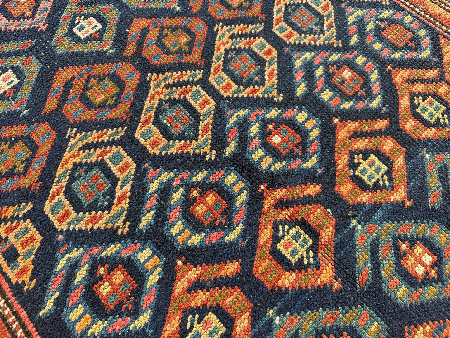 Antique Caucasian Kazak Runner Rug | 4' 4" x 13' 9"