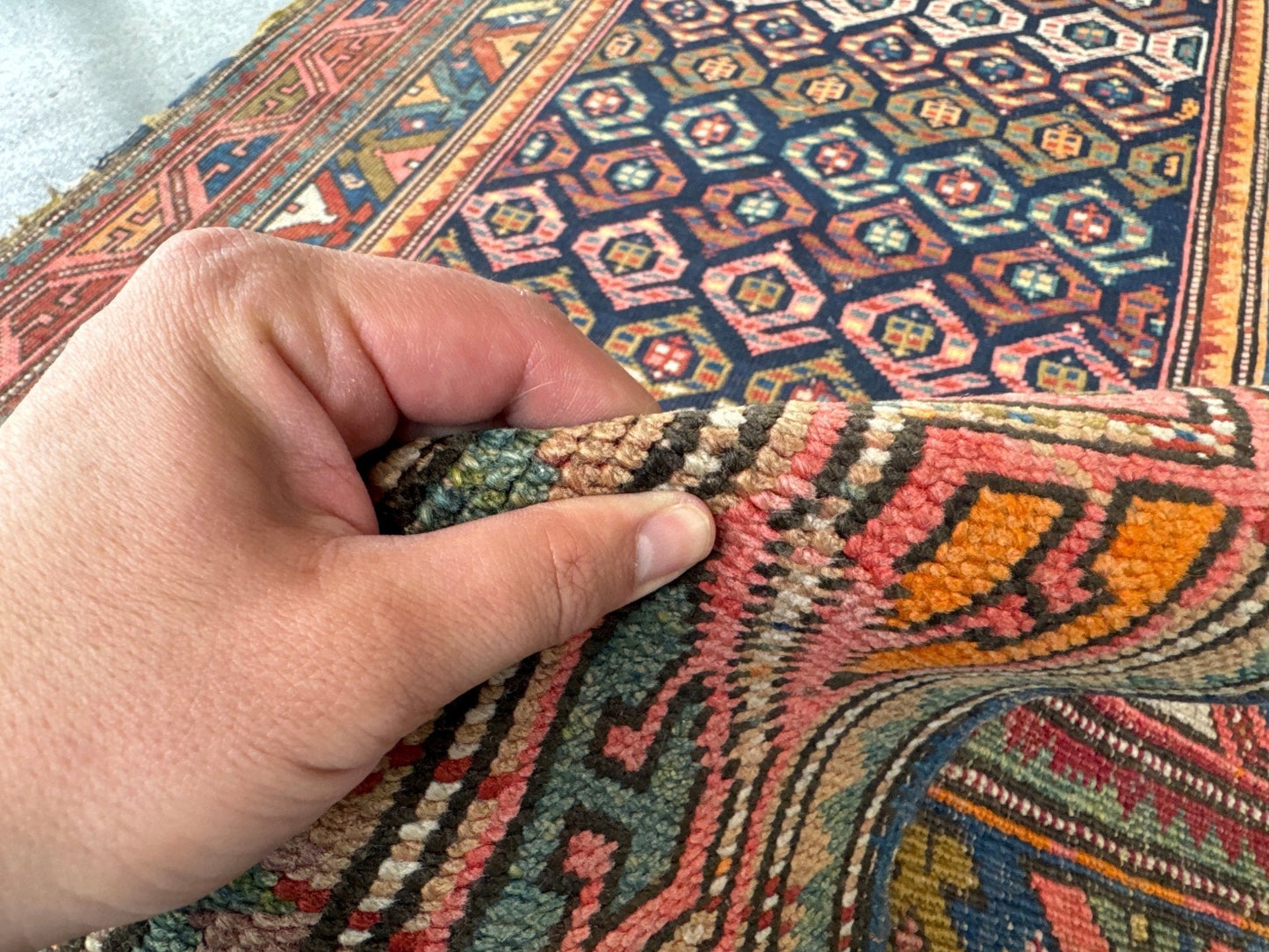 Antique Caucasian Kazak Runner Rug | 4' 4" x 13' 9"