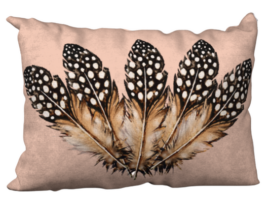 Five Spotted Feathers 20" x 14" Decorative Velveteen Pillow Cover
