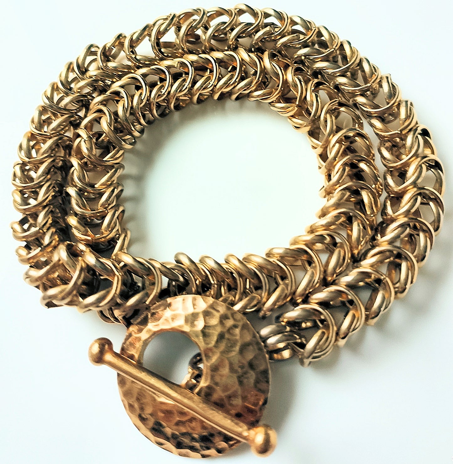 Gold-Plated Brass Inca Puno Convertible Chain Maille Choker Necklace/Wrap Bracelet O0AK