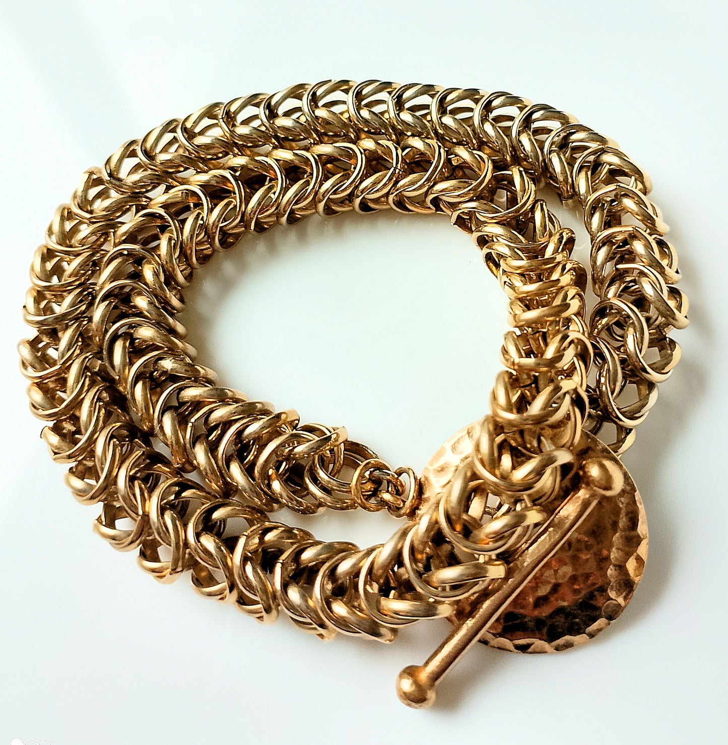 Gold-Plated Brass Inca Puno Convertible Chain Maille Choker Necklace/Wrap Bracelet O0AK