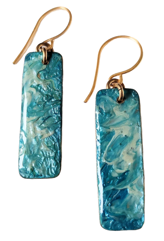 Handpainted Resin Bar Earrings OOAK
