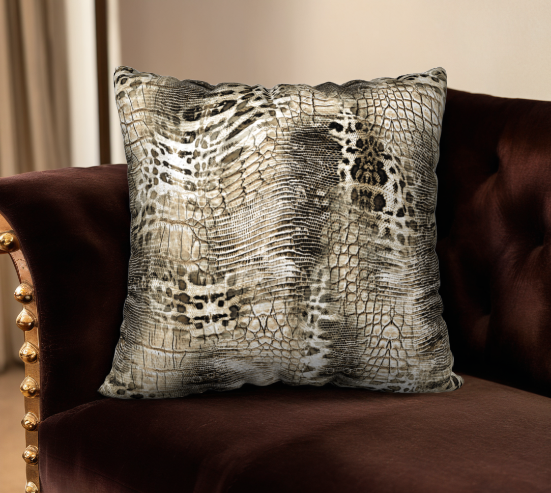 Snakeskin Print Velveteen Pillow Cover -18" x 18"