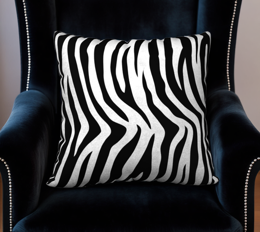 Black & White Zebra Print Velveteen Pillow Cover - 18" x 18"