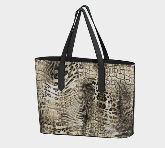 Snakeskin Print Vegan Leather Tote Bag