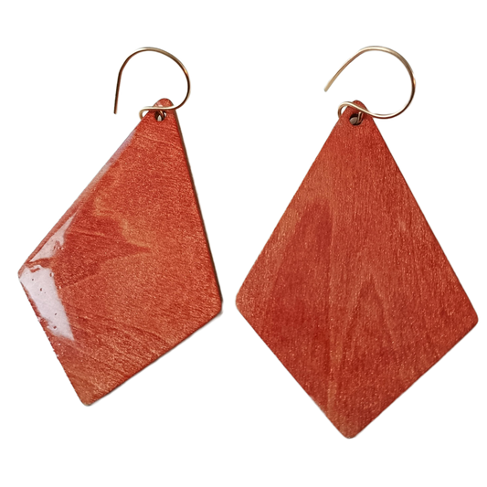 Feather-Light Copper Watercolors on Wood & Resin Earrings