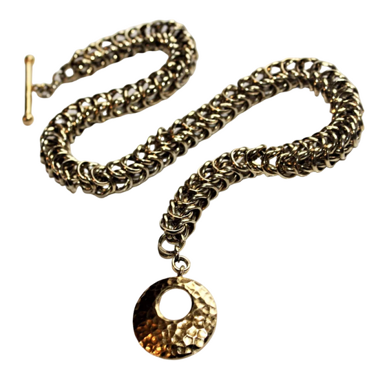 Gold-Plated Brass Inca Puno Convertible Chain Maille Choker Necklace/Wrap Bracelet O0AK