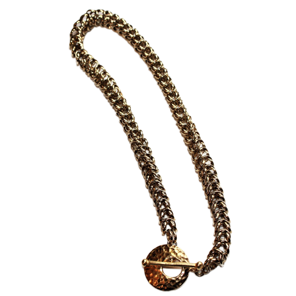 Gold-Plated Brass Inca Puno Convertible Chain Maille Choker Necklace/Wrap Bracelet O0AK