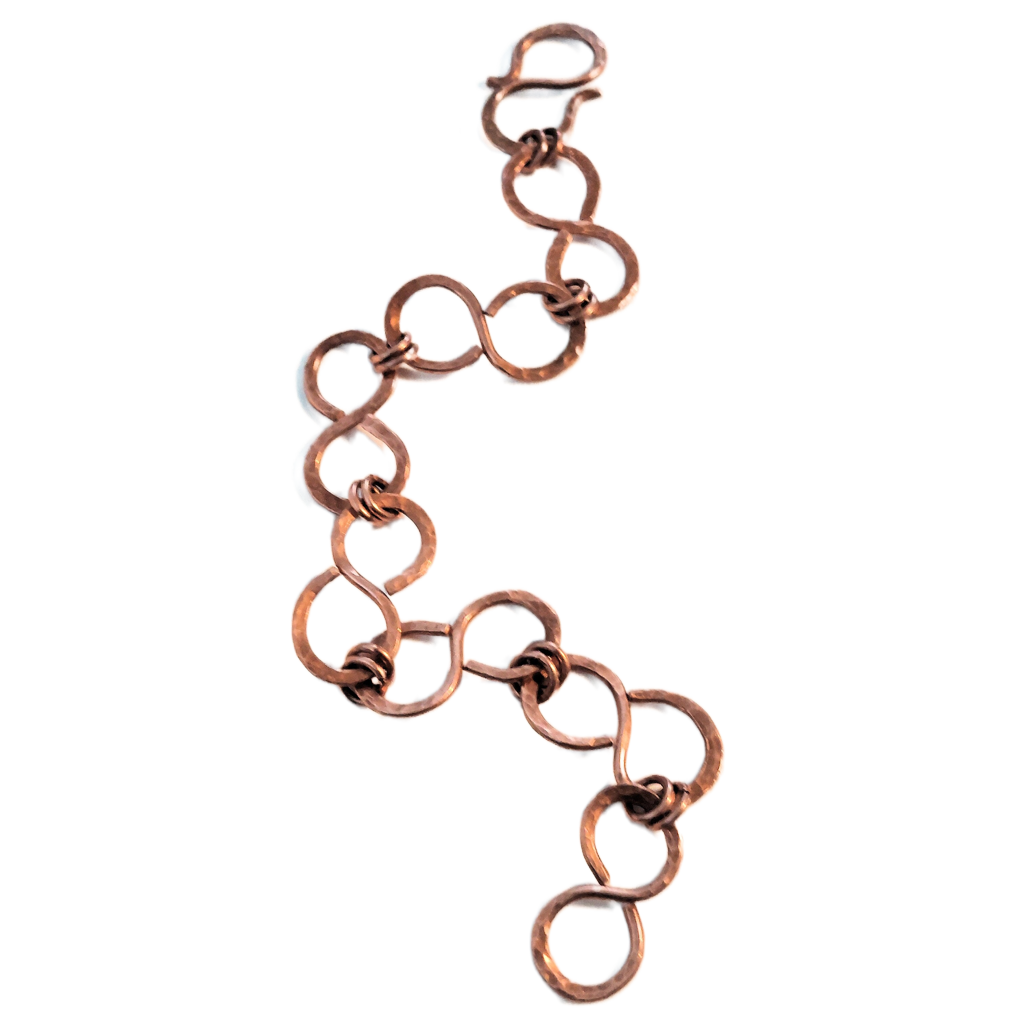 Hammered Copper Infinity Link Bracelet OOAK