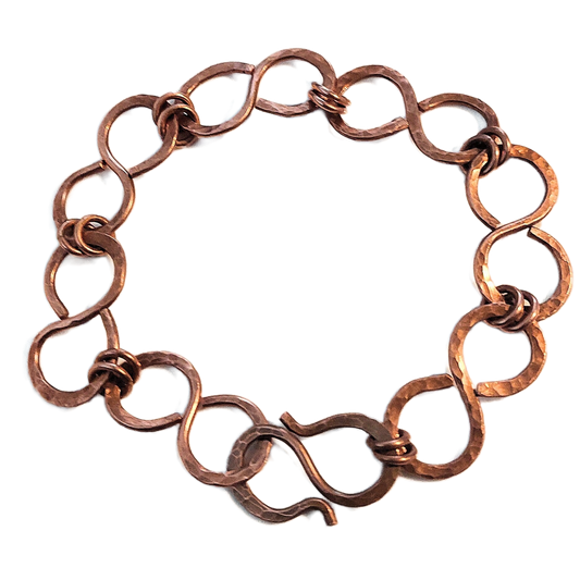 Hammered Copper Infinity Link Bracelet OOAK