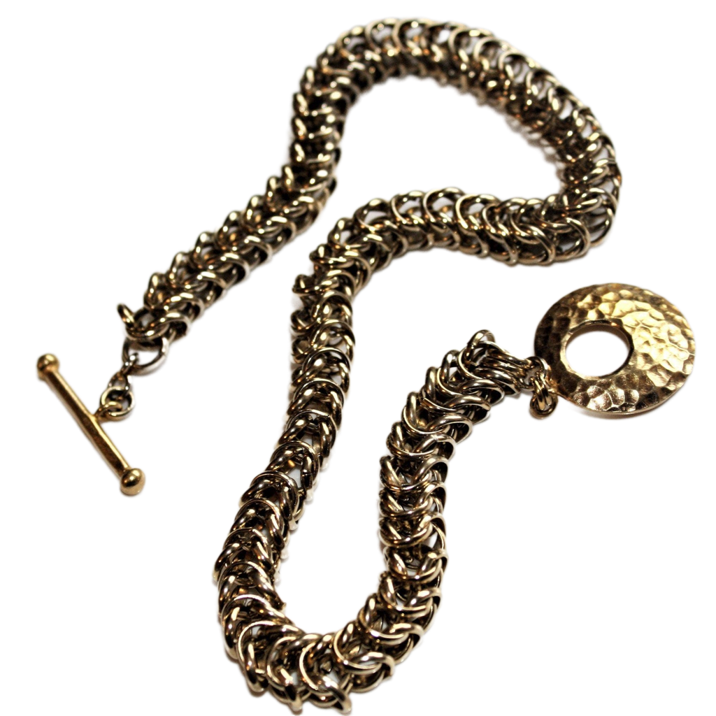 Gold-Plated Brass Inca Puno Convertible Chain Maille Choker Necklace/Wrap Bracelet O0AK