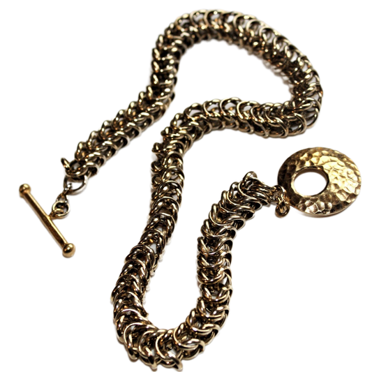 Gold-Plated Brass Inca Puno Convertible Chain Maille Choker Necklace/Wrap Bracelet O0AK