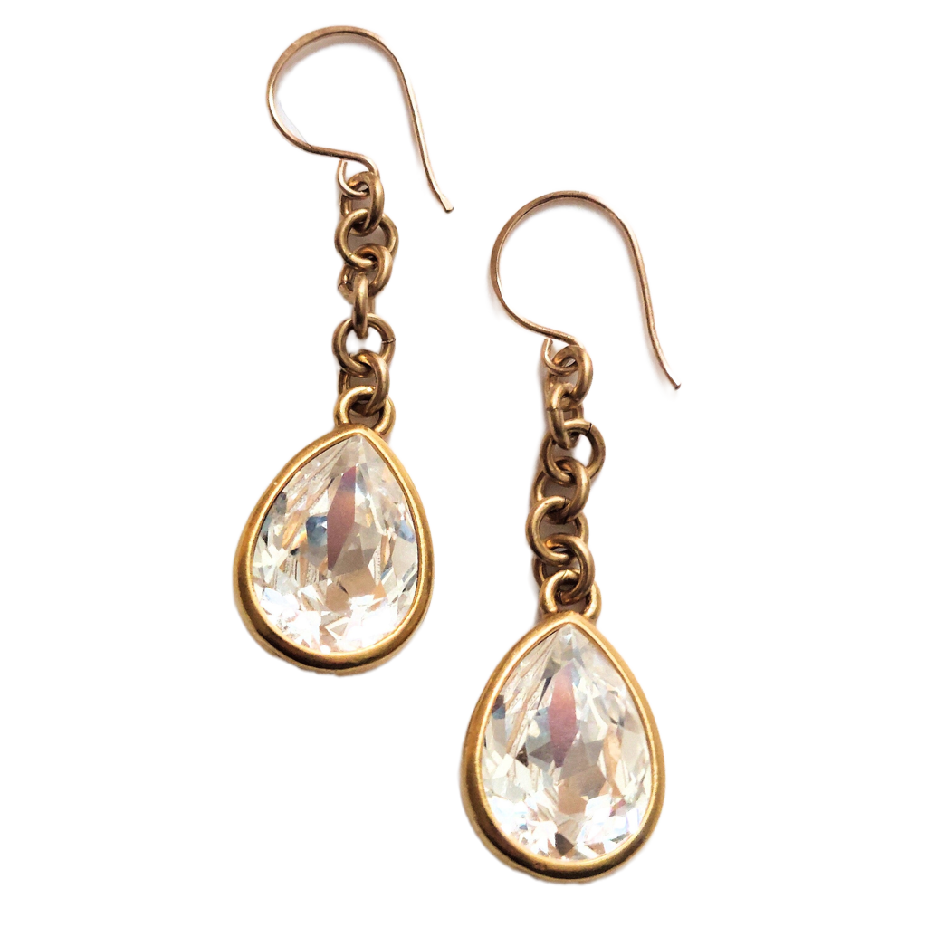 Swarovski Crystals on Brass Chains Earrings