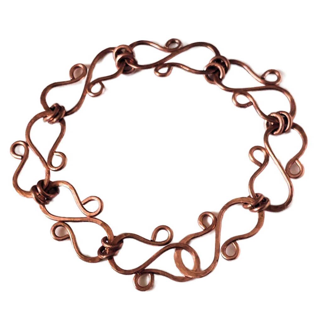 Hammered Copper S Link Bracelet OOAK