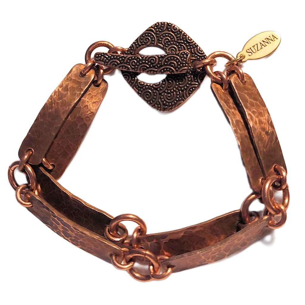 Hammered Eight Copper Bars Bracelet OOAK