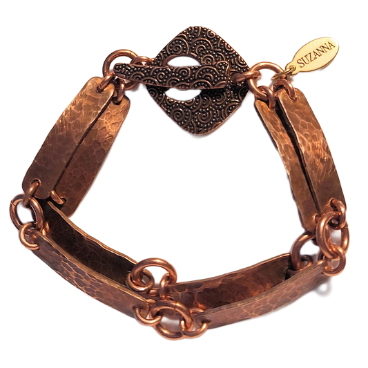 Hammered Eight Copper Bars Bracelet OOAK