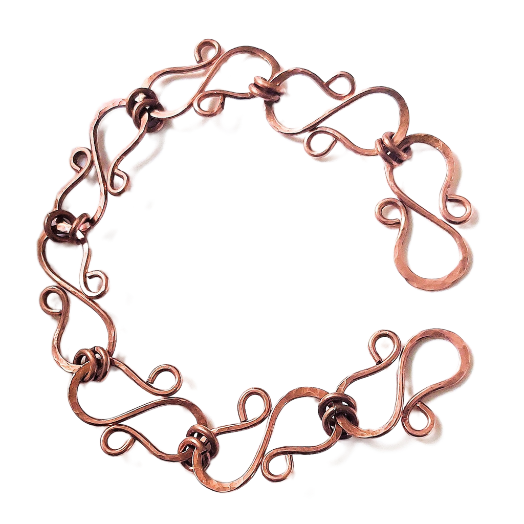 Hammered Copper S Link Bracelet OOAK