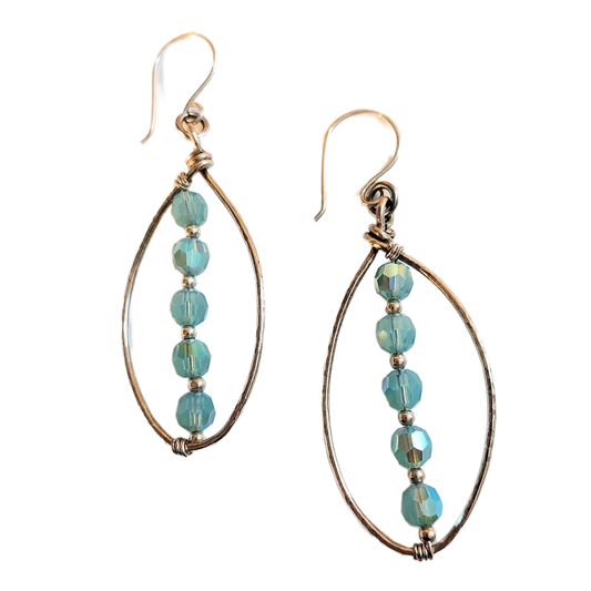 Swarovski Pacific Opal Crystals and Silver Fill Hoop Earrings OOAK