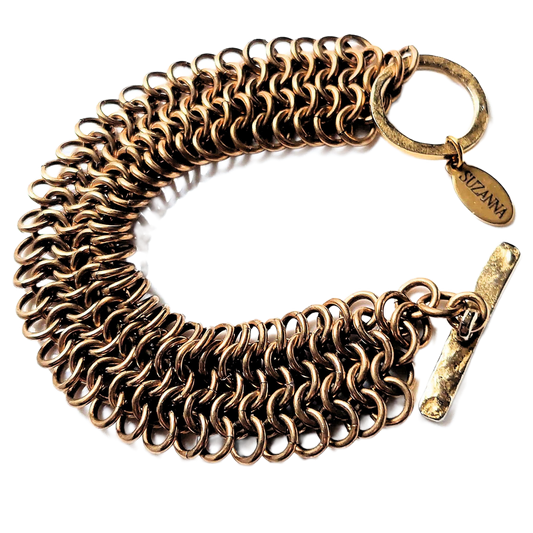 Brass European 4 in 1 Chain Maille Cuff Bracelet