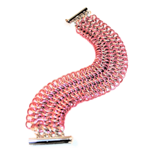 Rose Anodized Aluminum & Stainless Steel 4-1 Chain Maille Bracelet