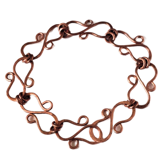 Hammered Copper S Link Bracelet OOAK